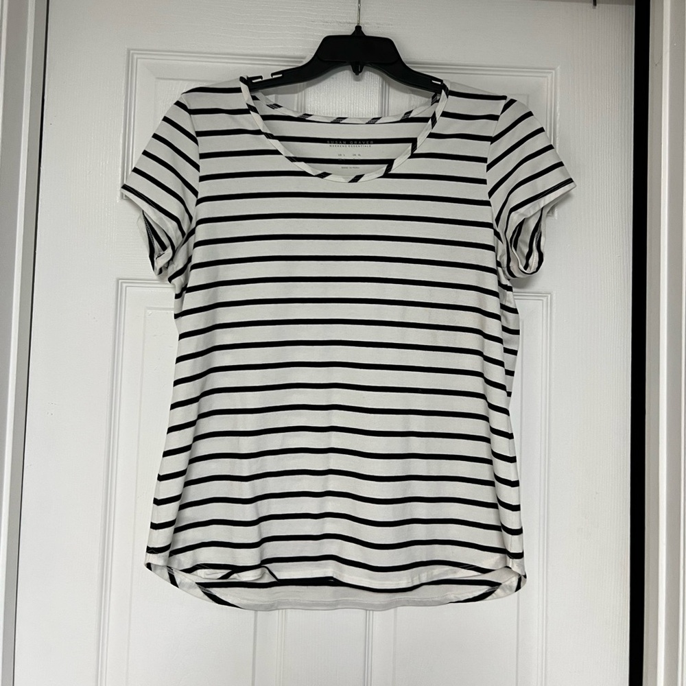 Susan Graver Black and White Striped Tee
